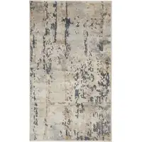 Photo of Beige And Grey Abstract Power Loom Non Skid Area Rug