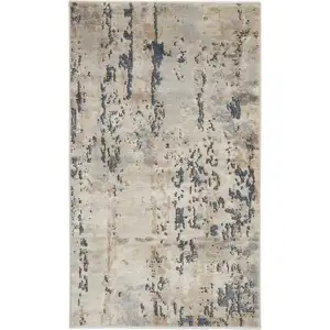 Photo of Beige And Grey Abstract Power Loom Non Skid Area Rug