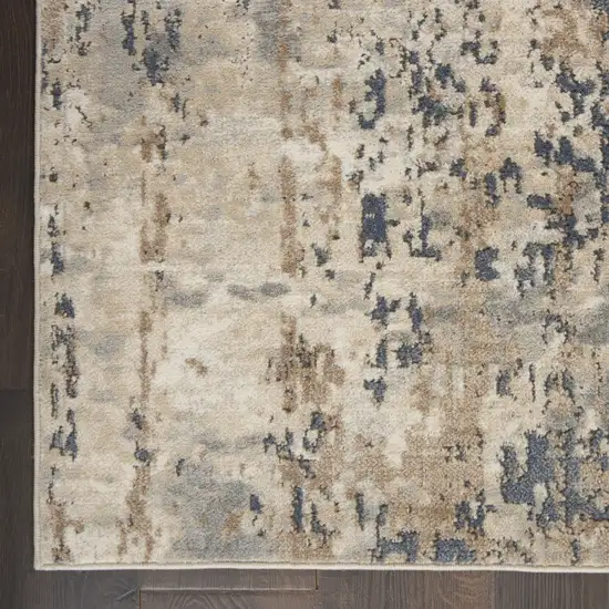 Beige And Grey Abstract Power Loom Non Skid Area Rug Photo 5