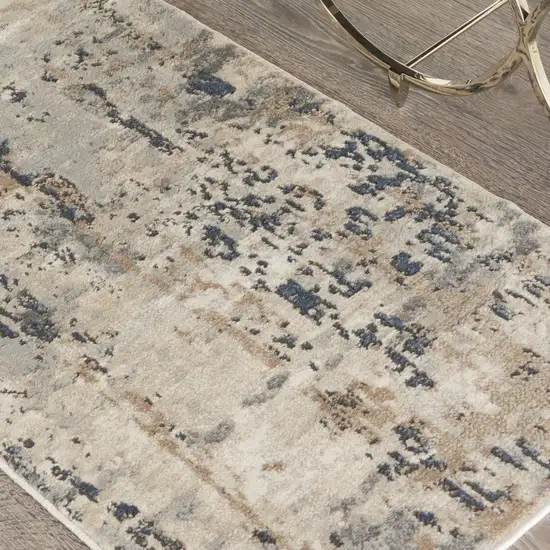 Beige And Grey Abstract Power Loom Non Skid Area Rug Photo 4