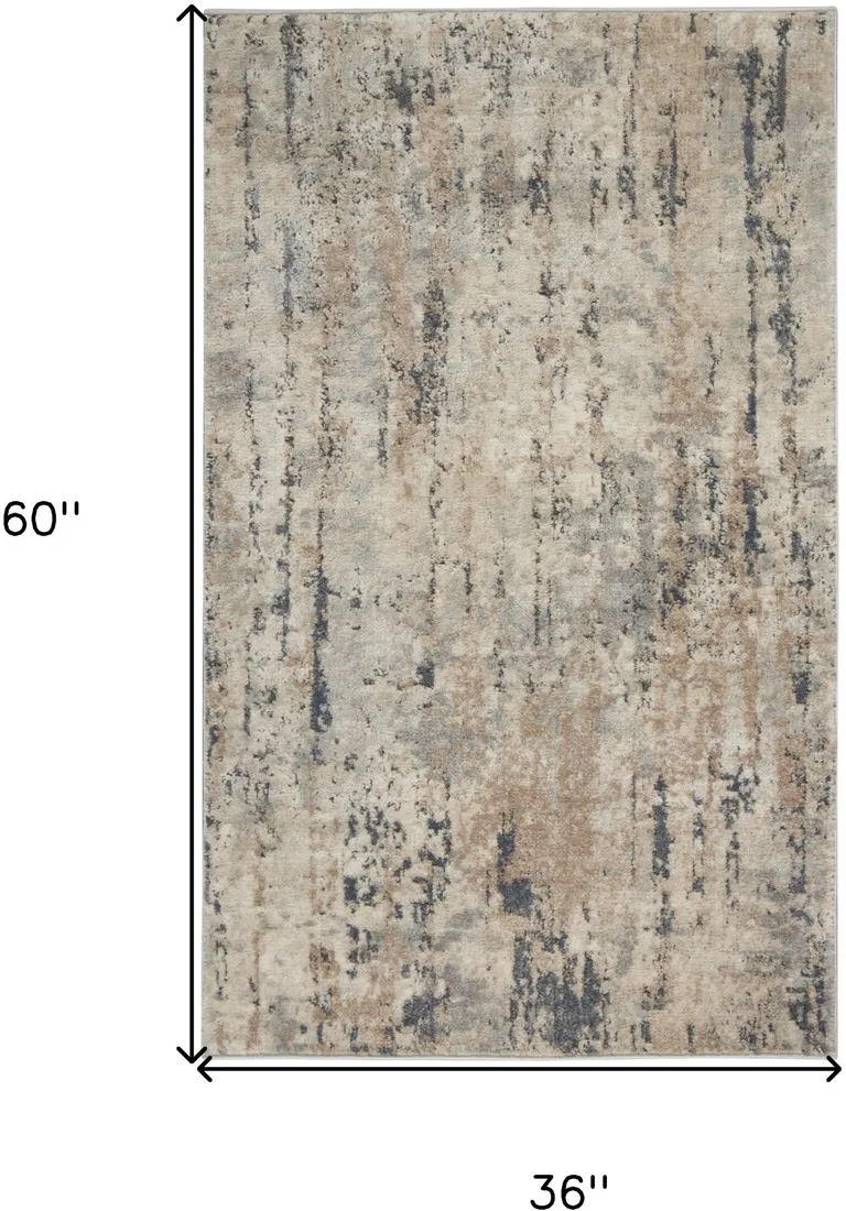 Beige And Grey Abstract Power Loom Non Skid Area Rug Photo 5