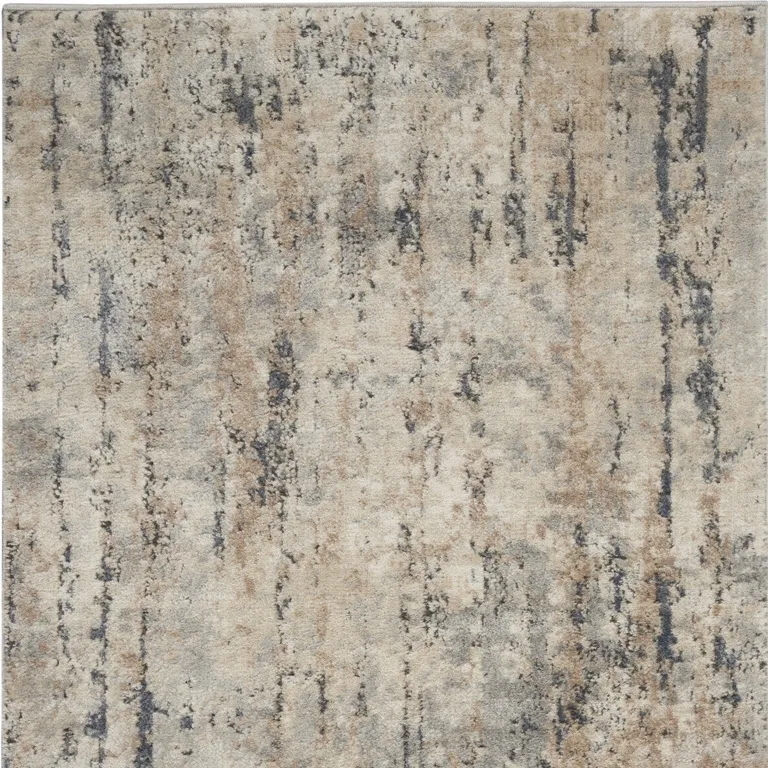 Beige And Grey Abstract Power Loom Non Skid Area Rug Photo 4