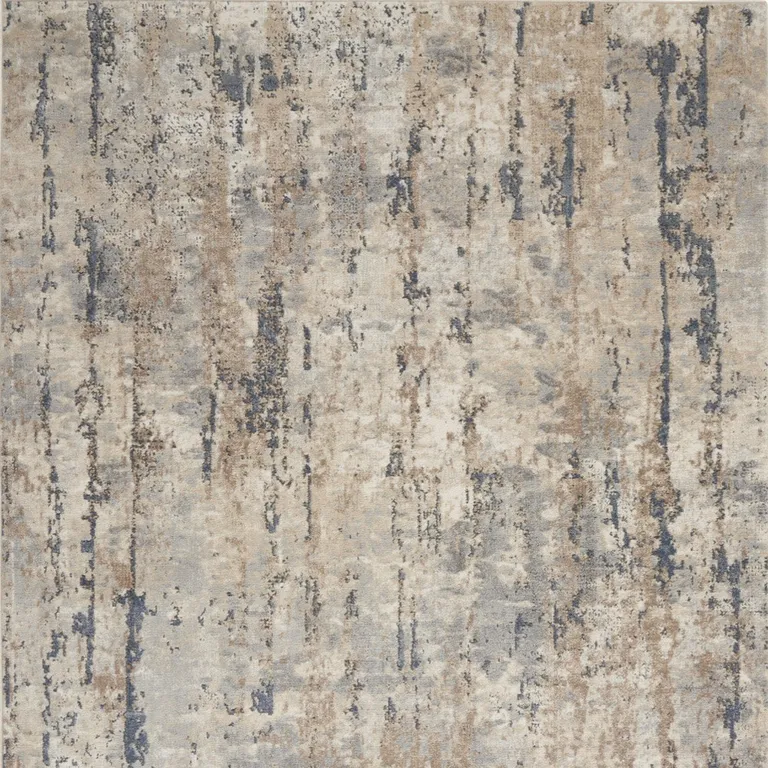 Beige And Grey Abstract Power Loom Non Skid Area Rug Photo 4