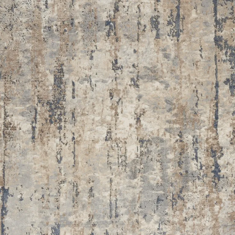 Beige And Grey Abstract Power Loom Non Skid Area Rug Photo 3