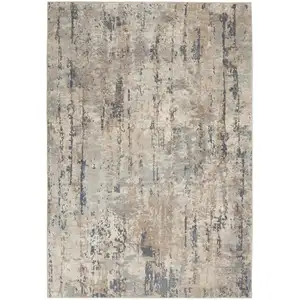 Photo of Beige And Grey Abstract Power Loom Non Skid Area Rug