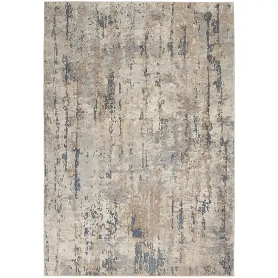 Beige And Grey Abstract Power Loom Non Skid Area Rug Photo 1