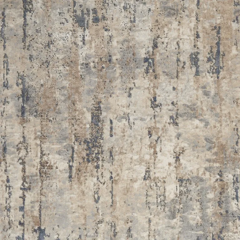 Beige And Grey Abstract Power Loom Non Skid Area Rug Photo 3