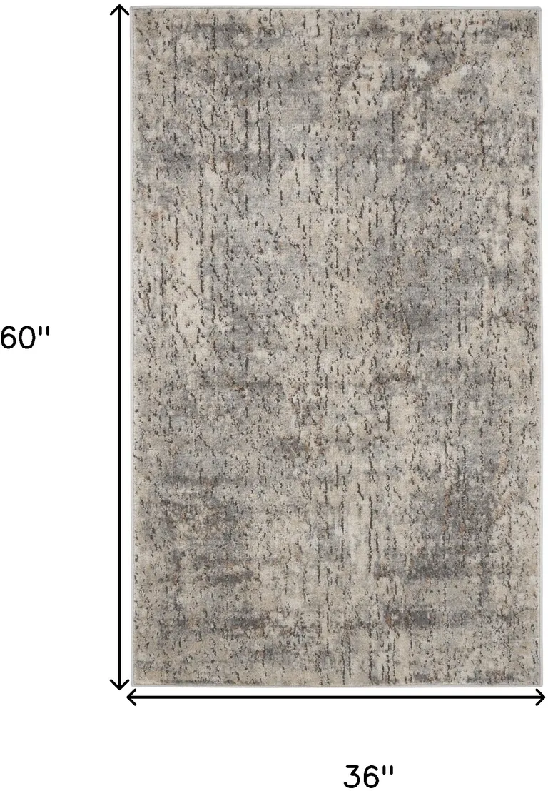 Beige And Grey Abstract Power Loom Non Skid Area Rug Photo 5