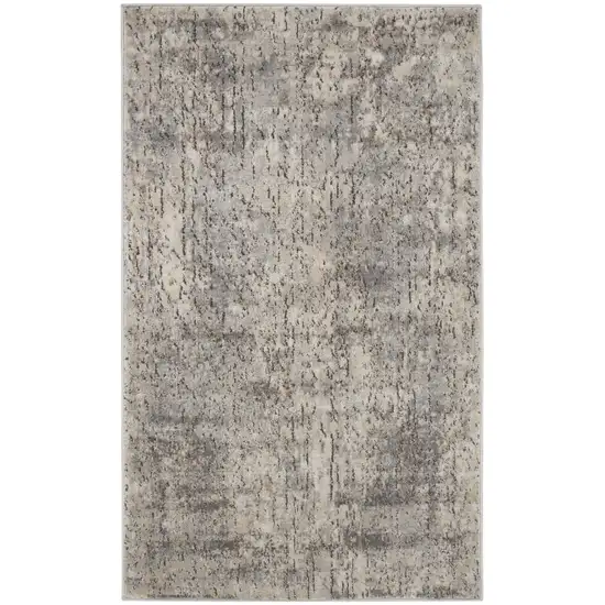 Beige And Grey Abstract Power Loom Non Skid Area Rug Photo 1