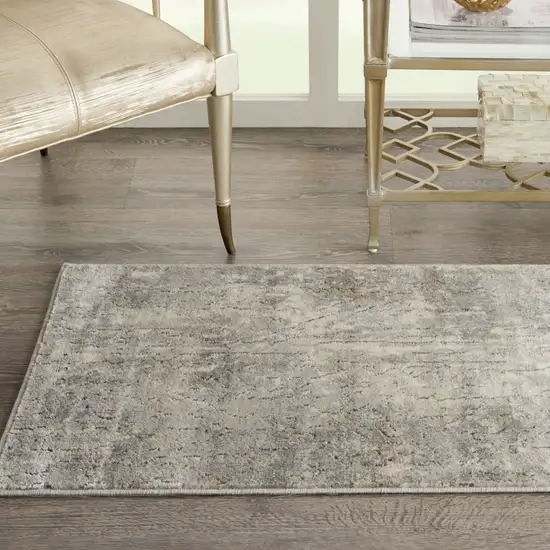 Beige And Grey Abstract Power Loom Non Skid Area Rug Photo 8