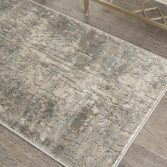 Beige And Grey Abstract Power Loom Non Skid Area Rug Photo 7