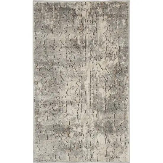 Beige And Grey Abstract Power Loom Non Skid Area Rug Photo 1