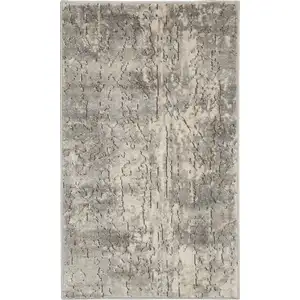 Photo of Beige And Grey Abstract Power Loom Non Skid Area Rug