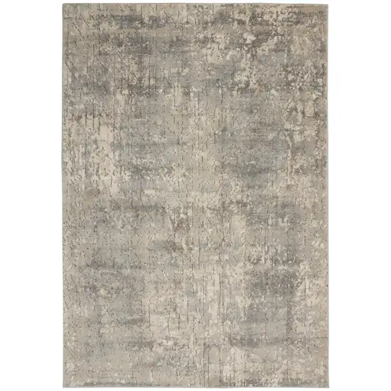 Beige And Grey Abstract Power Loom Non Skid Area Rug Photo 1