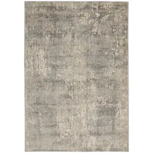 Photo of Beige And Grey Abstract Power Loom Non Skid Area Rug