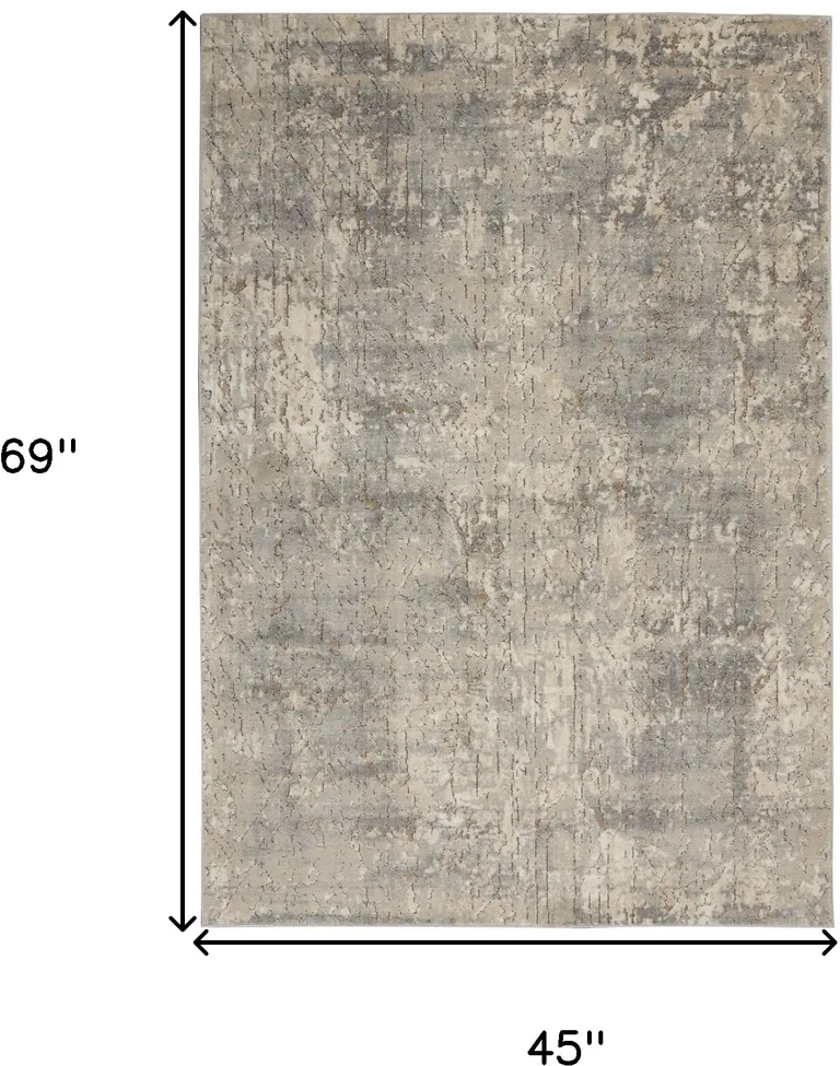 Beige And Grey Abstract Power Loom Non Skid Area Rug Photo 5