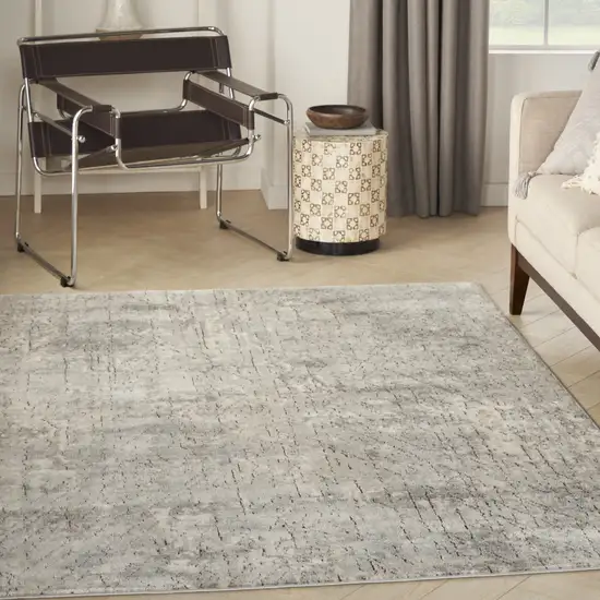 Beige And Grey Abstract Power Loom Non Skid Area Rug Photo 8