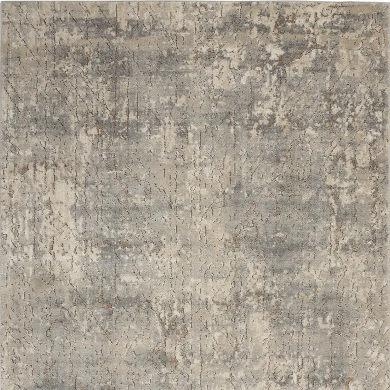 Beige And Grey Abstract Power Loom Non Skid Area Rug Photo 4