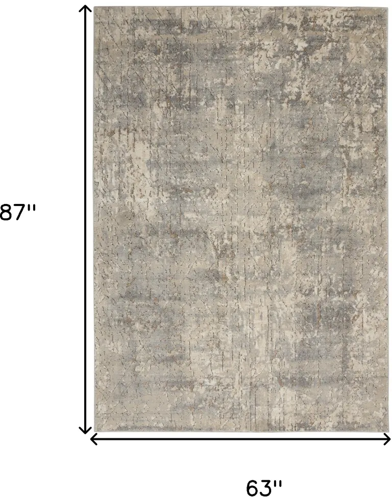 Beige And Grey Abstract Power Loom Non Skid Area Rug Photo 5