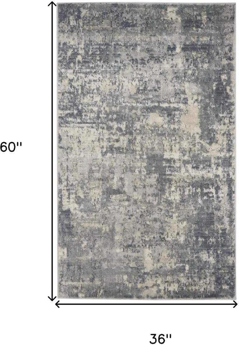 Beige And Grey Abstract Power Loom Non Skid Area Rug Photo 5