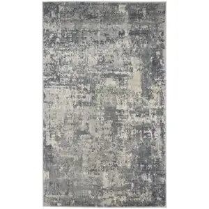 Photo of Beige And Grey Abstract Power Loom Non Skid Area Rug