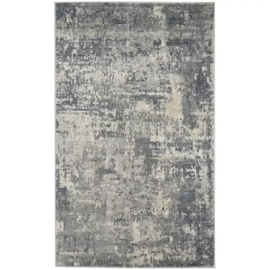 Beige And Grey Abstract Power Loom Non Skid Area Rug Photo 1