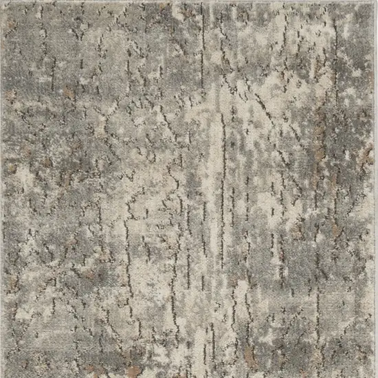 Beige And Grey Abstract Power Loom Non Skid Runner Rug Photo 4