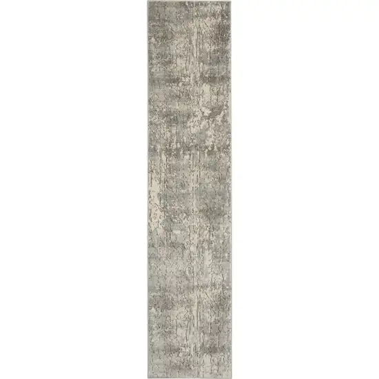 Beige And Grey Abstract Power Loom Non Skid Runner Rug Photo 1