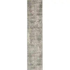 Photo of Beige And Grey Abstract Power Loom Non Skid Runner Rug