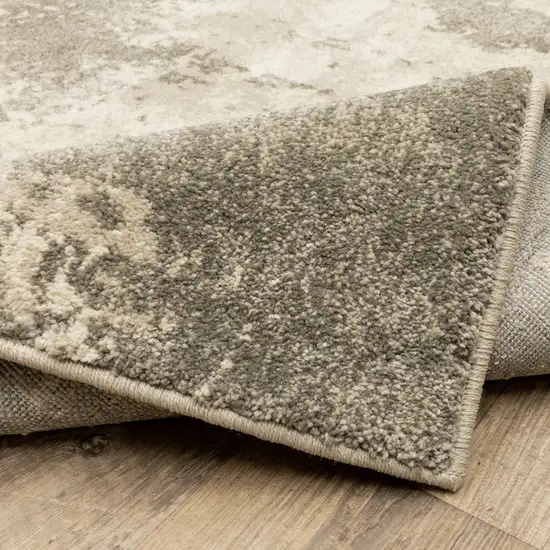 Beige And Grey Abstract Power Loom Stain Resistant Area Rug Photo 7