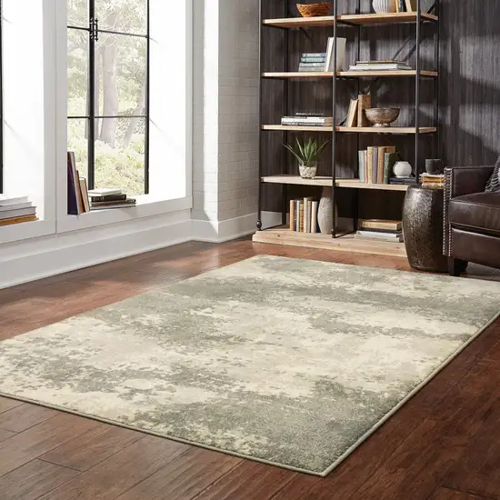 Beige And Grey Abstract Power Loom Stain Resistant Area Rug Photo 8