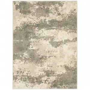 Photo of Beige And Grey Abstract Power Loom Stain Resistant Area Rug