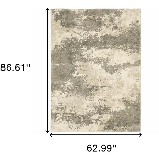 Beige And Grey Abstract Power Loom Stain Resistant Area Rug Photo 10