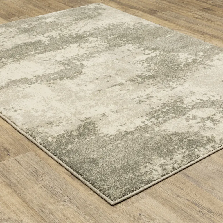 Beige And Grey Abstract Power Loom Stain Resistant Area Rug Photo 4