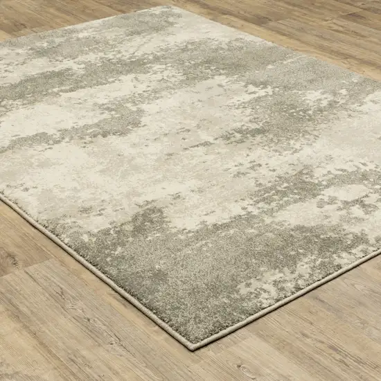 Beige And Grey Abstract Power Loom Stain Resistant Area Rug Photo 4