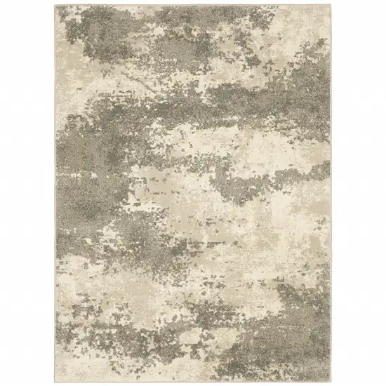 Beige And Grey Abstract Power Loom Stain Resistant Area Rug Photo 1