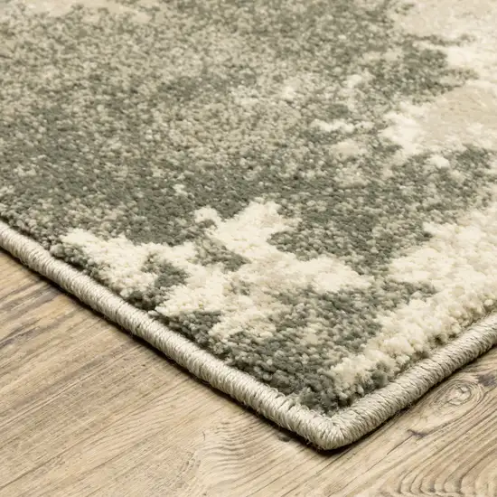 Beige And Grey Abstract Power Loom Stain Resistant Area Rug Photo 3