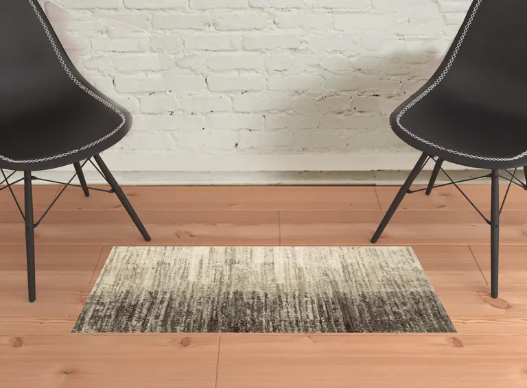 Beige And Grey Abstract Power Loom Stain Resistant Area Rug Photo 2