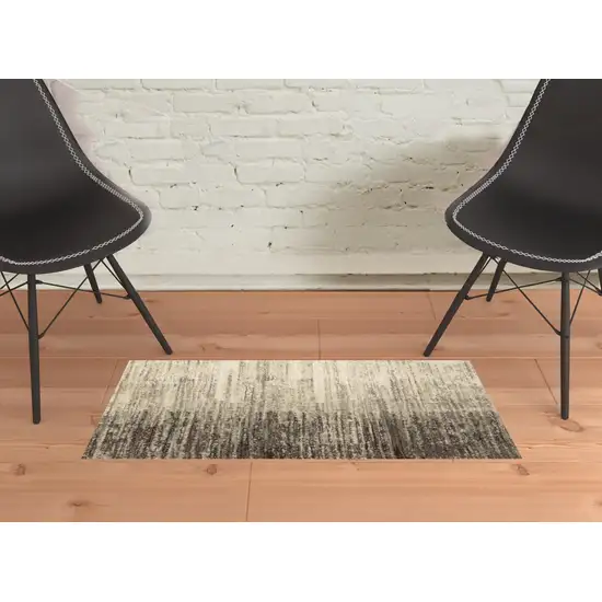 Beige And Grey Abstract Power Loom Stain Resistant Area Rug Photo 2