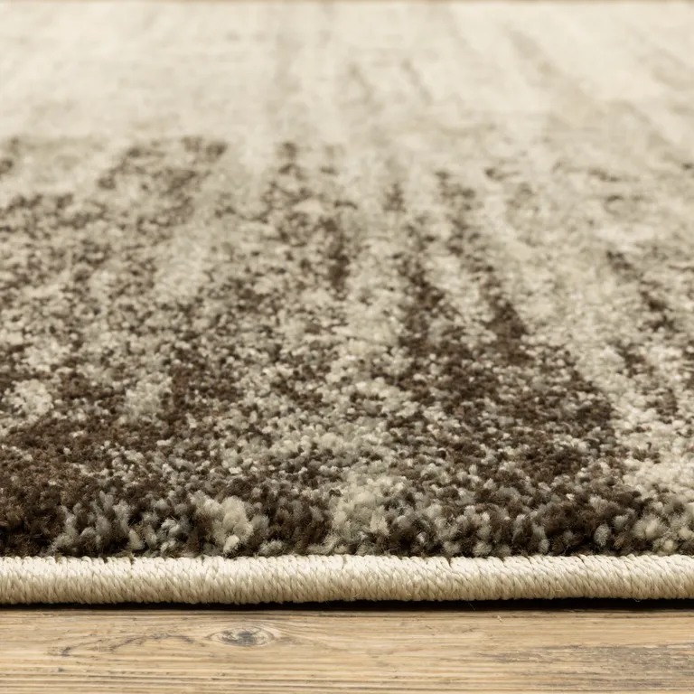 Beige And Grey Abstract Power Loom Stain Resistant Area Rug Photo 4