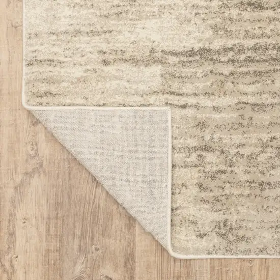 Beige And Grey Abstract Power Loom Stain Resistant Runner Rug Photo 6