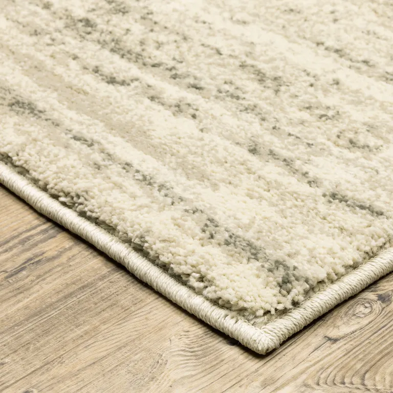 Beige And Grey Abstract Power Loom Stain Resistant Runner Rug Photo 3