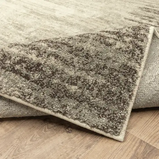 Beige And Grey Abstract Power Loom Stain Resistant Runner Rug Photo 8