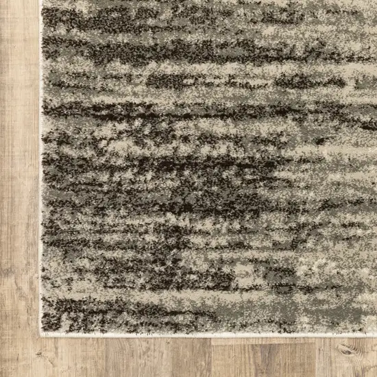 Beige And Grey Abstract Power Loom Stain Resistant Runner Rug Photo 7