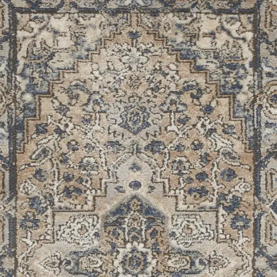 Beige And Grey Oriental Power Loom Non Skid Area Rug Photo 3