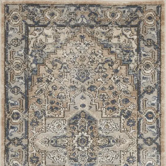 Beige And Grey Oriental Power Loom Non Skid Area Rug Photo 4