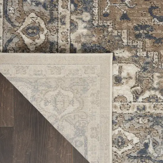 Beige And Grey Oriental Power Loom Non Skid Area Rug Photo 7