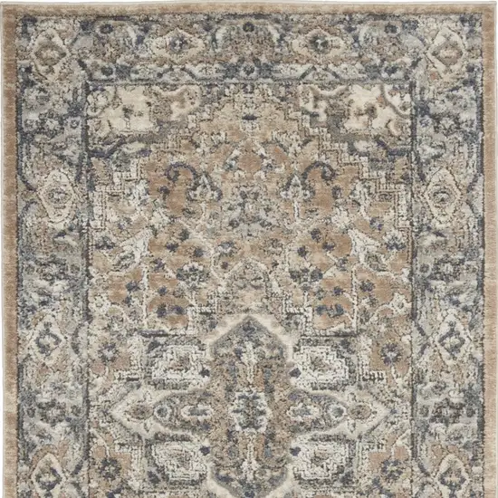 Beige And Grey Oriental Power Loom Non Skid Area Rug Photo 2