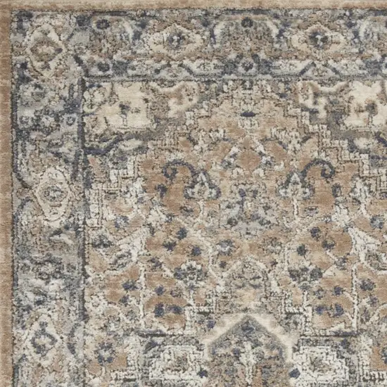 Beige And Grey Oriental Power Loom Non Skid Area Rug Photo 4