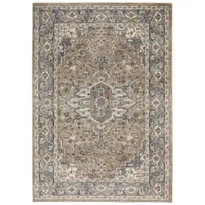 Photo of Beige And Grey Oriental Power Loom Non Skid Area Rug